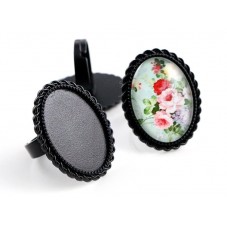 Support Bague Ajustable Noir pour Cabochon 18x25mm  pour la Création de Bijoux Fantaisie - DIY