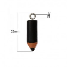 2 Breloques Crayons Noir 18x5mm