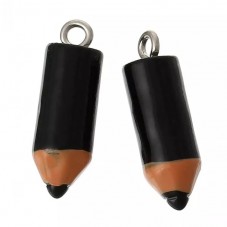 2 Breloques Crayons Noir 18x5mm