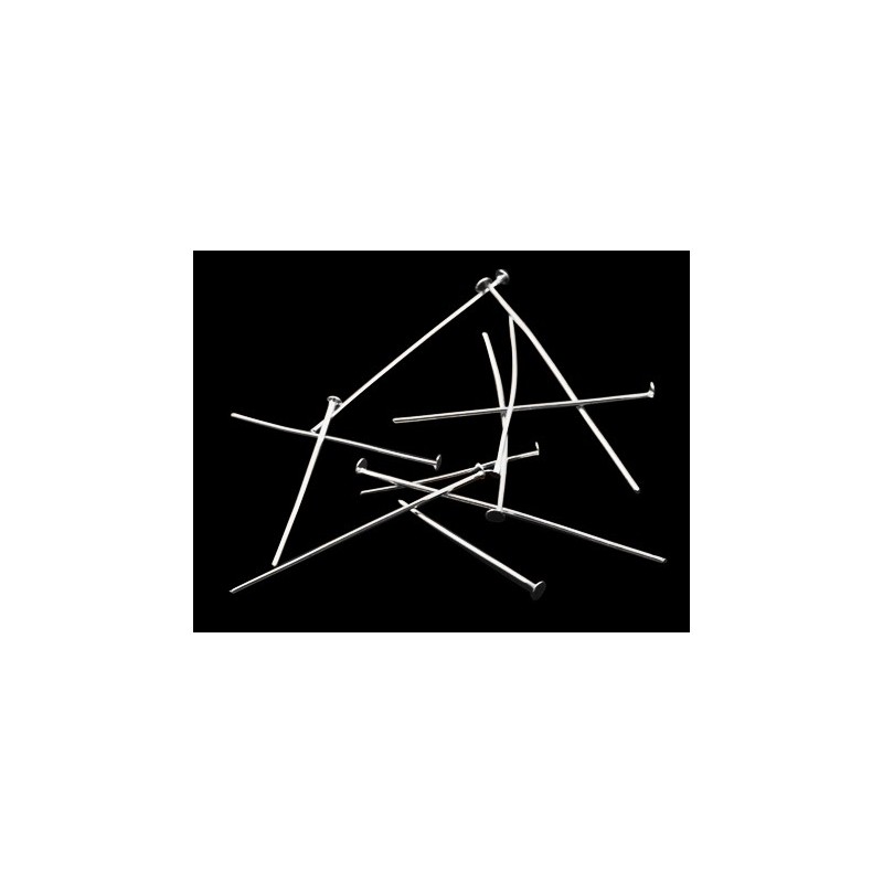 100 Tiges à Tête Plate Argentées Taille Mixte