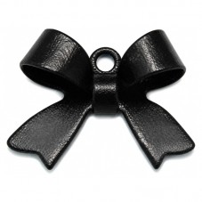 2 Breloques Noeud Noir Émail 10.5x15mm pour la Création de Bijoux Fantaisie - DIY