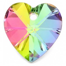 2 Breloques Coeur à Facette en Verre Rose/Vert 14mm Saint Valentin pour la Création de Bijoux Fantaisie - DIY
