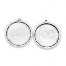 2 Supports Pendentif Cabochon Argenté 25mm pour la Création de Bijoux Fantaisie - DIY