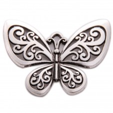 Grande Breloque Papillon Argenté  5.7x5cm  pour la Création de Bijoux Fantaisie - DIY