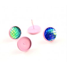 1 Paire de Support Boucle d'Oreille Puce Cabochon 12mm  pour la Création de Bijoux Fantaisie - DIY