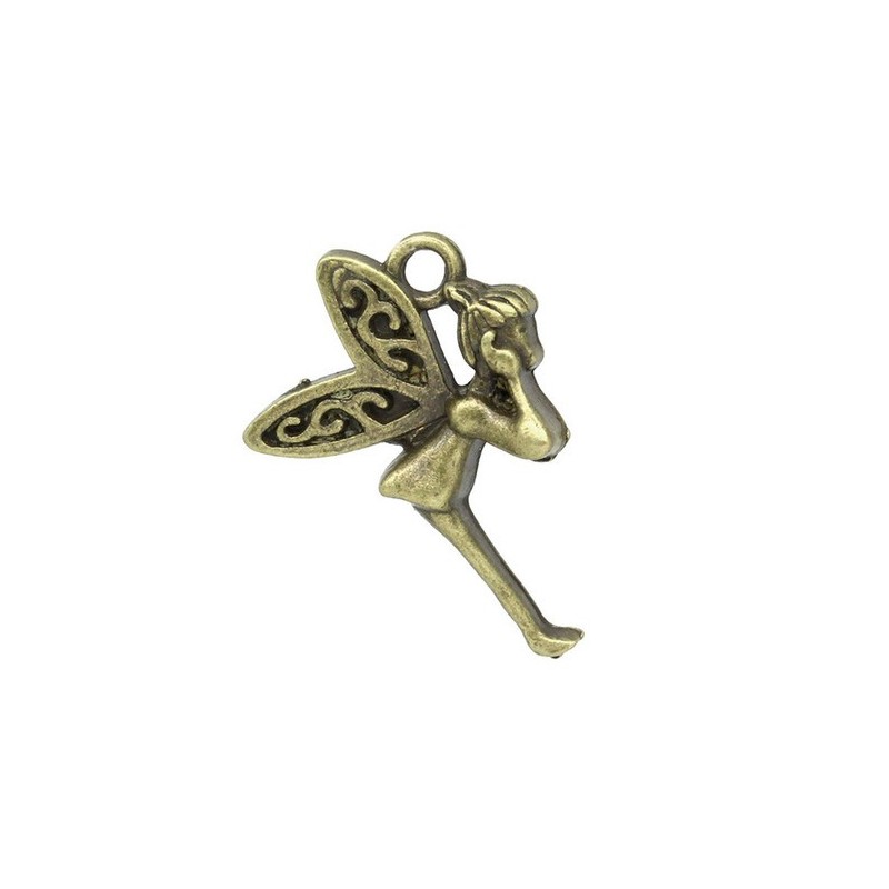5 Breloques Fée Ange Bronze 23x16mm