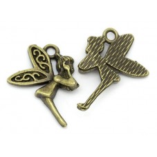 5 Breloques Fée Ange Bronze 23x16mm