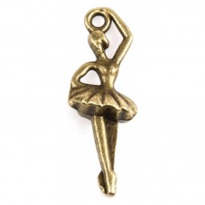 5 Breloques Danseuse Ballerine Bronze 26x10mm pour la Création de Bijoux Fantaisie - DIY