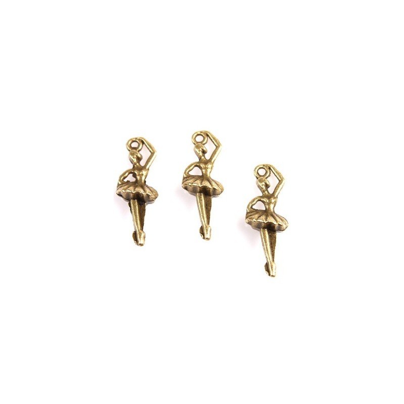 5 Breloques Danseuse Ballerine Bronze 26x10mm