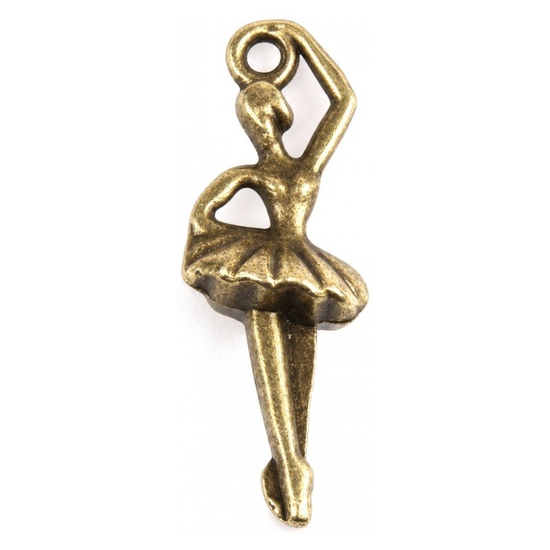 5 Breloques Danseuse Ballerine Bronze 26x10mm