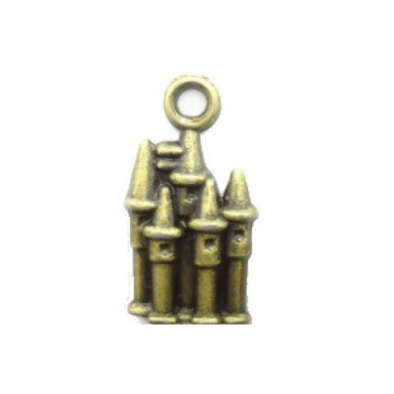 5 Breloques Château Princesse Bronze 12mm