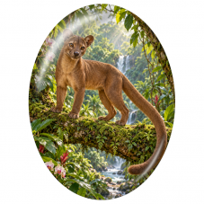 Cabochon en Verre Illustré Fossa dans la Forêt Tropicale 13x18, 18x25 ou 30x40mm pour la Création de Bijoux Fantaisie - DIY