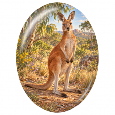 Cabochon en Verre Illustré Kangourou Roux dans le Bush Australien 13x18, 18x25 ou 30x40mm pour la Création de Bijoux Fantaisie -