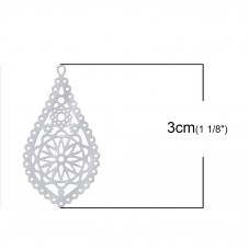 2 Breloques Goutte Filigrane Ciselé Ajouré en Acier Inoxydable 30x16mm