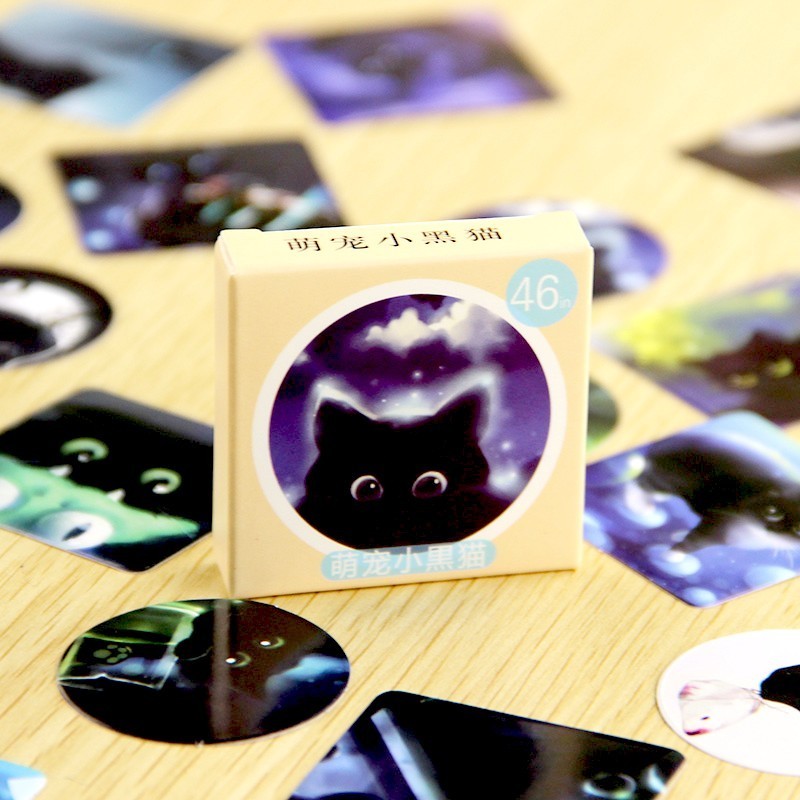 46 Autocollants Chat Rond et Carré  3.6-4cm