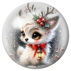 Cabochon en Verre Illustré Chaton Blanc au Houx 12 à 25mm pour la Création de Bijoux Fantaisie - DIY