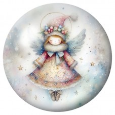 Cabochon en Verre Illustré Poupée de Noël Pastel 12 à 25mm pour la Création de Bijoux Fantaisie - DIY