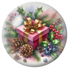 Cabochon en Verre Illustré Cadeau Rouge au Houx 12 à 25mm pour la Création de Bijoux Fantaisie - DIY