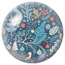 Cabochon en Verre Illustré Jardin d’Hiver Bleu 12 à 25mm pour la Création de Bijoux Fantaisie - DIY