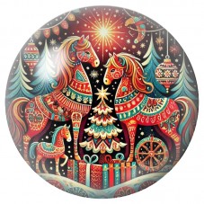 Cabochon en Verre Illustré Village de Noël Folk 12 à 25mm pour la Création de Bijoux Fantaisie - DIY