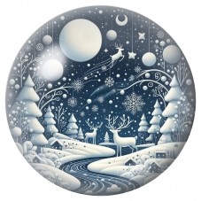 Cabochon en Verre Illustré Nuit d’Hiver au Clair de Lune 12 à 25mm pour la Création de Bijoux Fantaisie - DIY
