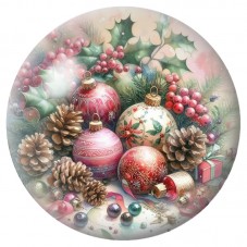 Cabochon en Verre Illustré Bouquet de Boules de Noël 12 à 25mm pour la Création de Bijoux Fantaisie - DIY