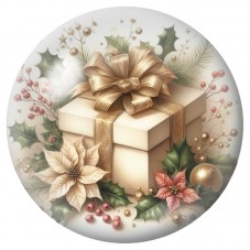 Cabochon en Verre Illustré Cadeaux Dorés de Noël 12 à 25mm pour la Création de Bijoux Fantaisie - DIY