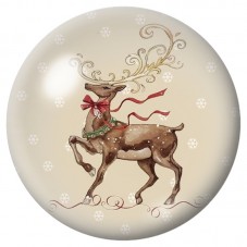 Cabochon en Verre Illustré Renne Élégant au Ruban Rouge 12 à 25mm pour la Création de Bijoux Fantaisie - DIY
