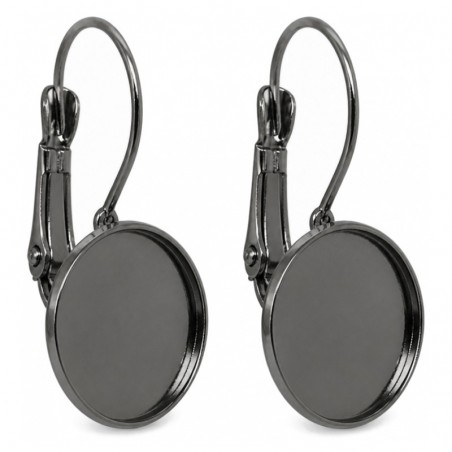 1 Paire de Supports Boucles d’Oreilles Dormeuses Gunmétal pour Cabochon 12mm