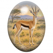 Cabochon en Verre Illustré Gazelle dans la Savane au Couchant 13x18, 18x25 ou 30x40mm pour la Création de Bijoux Fantaisie - DIY