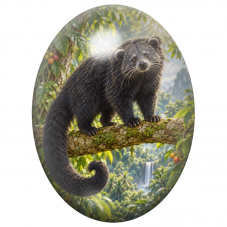 Cabochon en Verre Illustré Binturong sur une Branche Tropicale 13x18, 18x25 ou 30x40mm pour la Création de Bijoux Fantaisie - DI