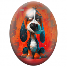 Cabochon en Verre Illustré Chien Boudeur sur Fond Rouge Street Art 13x18, 18x25 ou 30x40mm pour la Création de Bijoux Fantaisie 