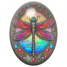 Cabochon en Verre Illustré Libellule Bijou Rose et Turquoise 13x18, 18x25 ou 30x40mm pour la Création de Bijoux Fantaisie - DIY