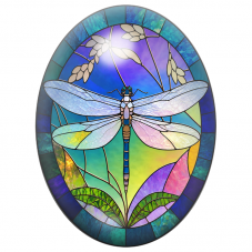 Cabochon en Verre Illustré Libellule Vitrail aux Ailes Nacrées 13x18, 18x25 ou 30x40mm pour la Création de Bijoux Fantaisie - DI