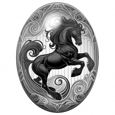 Cabochon en Verre Illustré Cheval Noir Art Nouveau 13x18, 18x25 ou 30x40mm pour la Création de Bijoux Fantaisie - DIY