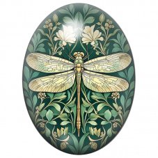 Cabochon en Verre Illustré Libellule Art Nouveau aux Fleurs Ivoire 13x18, 18x25 ou 30x40mm pour la Création de Bijoux Fantaisie 