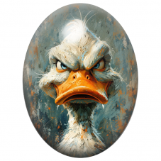 Cabochon en Verre Illustré Canard Boudeur en Peinture Moderne 13x18, 18x25 ou 30x40mm pour la Création de Bijoux Fantaisie - DIY