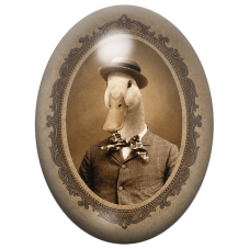 Cabochon en Verre Illustré Canard Gentleman au Chapeau Melon 13x18, 18x25 ou 30x40mm pour la Création de Bijoux Fantaisie - DIY
