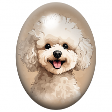 Cabochon en Verre Illustré Bichon Blanc au Sourire Joyeux 13x18, 18x25 ou 30x40mm pour la Création de Bijoux Fantaisie - DIY