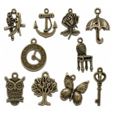 10 Breloques Mixte Bronze pour la Création de Bijoux Fantaisie - DIY