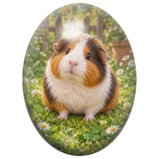 Cabochon en Verre Illustré Cochon d’Inde Brun et Blanc dans le Jardin 13x18, 18x25 ou 30x40mm pour la Création de Bijoux Fantais