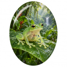 Cabochon en Verre Illustré Grenouille de Verre dans la Forêt Humide 13x18, 18x25 ou 30x40mm pour la Création de Bijoux Fantaisie