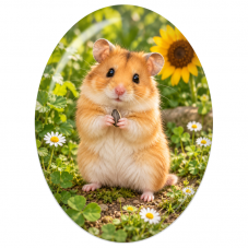 Cabochon en Verre Illustré Hamster Doré aux Graines de Tournesol 13x18, 18x25 ou 30x40mm pour la Création de Bijoux Fantaisie - 