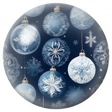 Cabochon en Verre Illustré Boules Bleues aux Flocons 12 à 25mm pour la Création de Bijoux Fantaisie - DIY