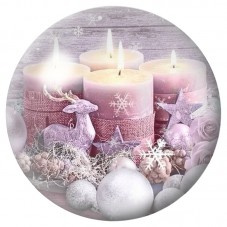 Cabochon en Verre Illustré Bougies Roses de Noël 12 à 25mm pour la Création de Bijoux Fantaisie - DIY