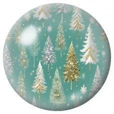 Cabochon en Verre Illustré Sapins Dorés sur Fond Turquoise 12 à 25mm pour la Création de Bijoux Fantaisie - DIY