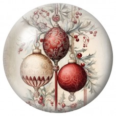 Cabochon en Verre Illustré Boules Rouges sur Branche Givrée 12 à 25mm pour la Création de Bijoux Fantaisie - DIY