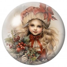 Cabochon en Verre Illustré Fillette au Bonnet de Houx 12 à 25mm pour la Création de Bijoux Fantaisie - DIY