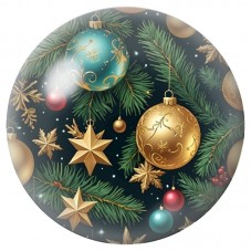 Cabochon en Verre Illustré Boules Dorées dans le Sapin 12 à 25mm pour la Création de Bijoux Fantaisie - DIY