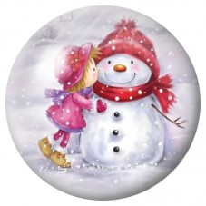 Cabochon en Verre Illustré Fillette et Bonhomme de Neige 12 à 25mm pour la Création de Bijoux Fantaisie - DIY